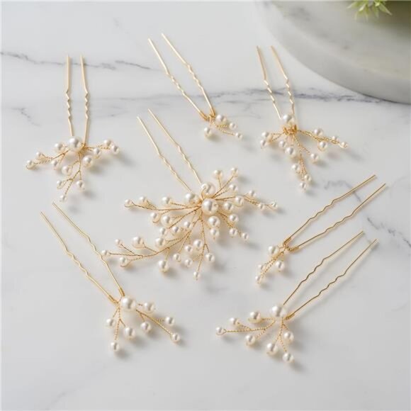 7 Pieces Bride Hair Accessories Pearl Wedding Hair Pins Leaf Bridal Hair